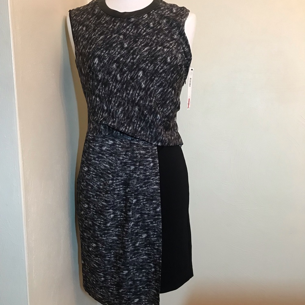 Donna Karan faux leather sleeveless sheath dress